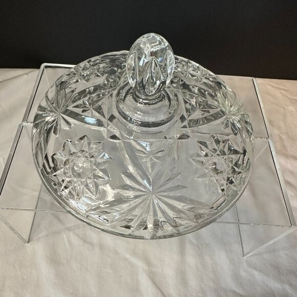 Anchor Hocking Star of David (EAPC) Glass Candy Dish with Lid Large Vintage - Picture 13 of 15